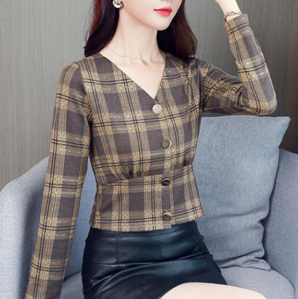 

blouse shirt women's korean style v neck fashion clothing long sleeve women and blouses female clothes stylish ladies & shirts, White