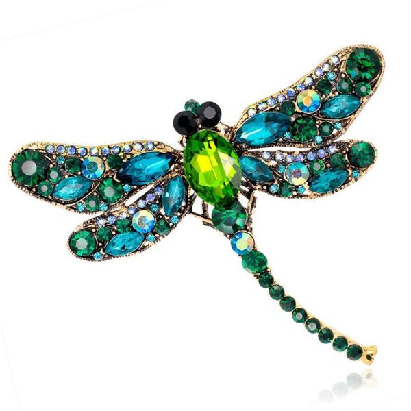 

pins, brooches luxury design women`s dragonfly crystal jewelry, Gray