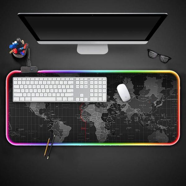 

mouse pads & wrist rests 2021 large colorful led lighting keyboard mat gaming pad for computer pc accessories