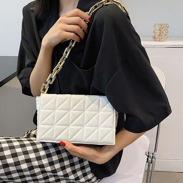 

evening bags ins chic laides shoulder bag small flap women trendy messenger gold metal chain soft pu handbags for luxury clutch