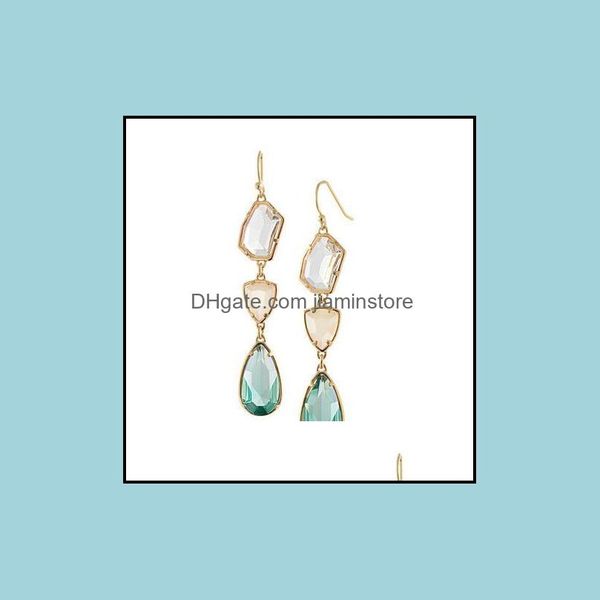 

dangle chandelier earrings jewelry gold color semi-precious stone crystal drop bohemia style long for women wlkar, Silver