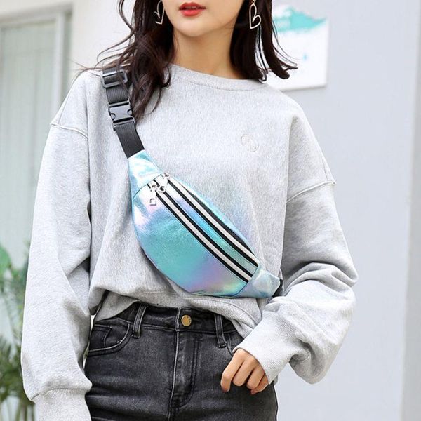 

women holographic waist fanny pack belt bag travel hip bum chest phone pouch x7ya bags