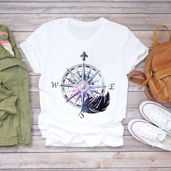 

men short sleeve 90s mens feather direction print clothes lady ladies graphic female tee, White;black