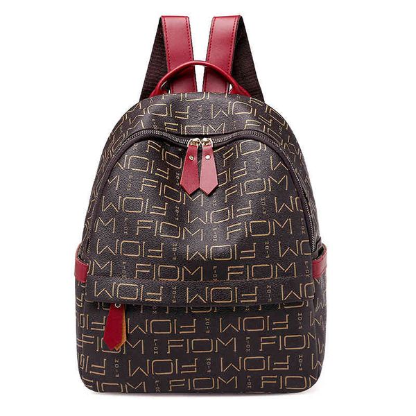 

handbag women bags printed backpack 2021 pu women's bag, Black;red