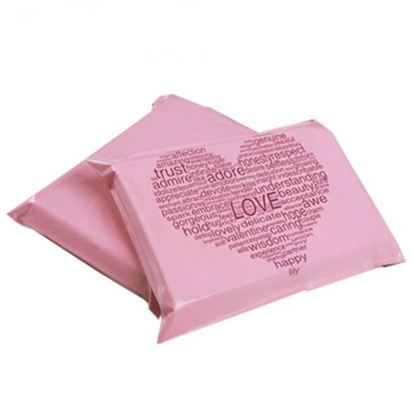 Cor-de-rosa amor self-selo adesivo courier saco saco de armazenamento saco plástico envelope mailer correio postal enviar malas