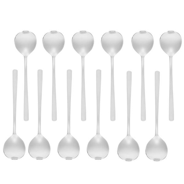 

spoons 12pcs stainless steel square flat dinner spoon salad utensils