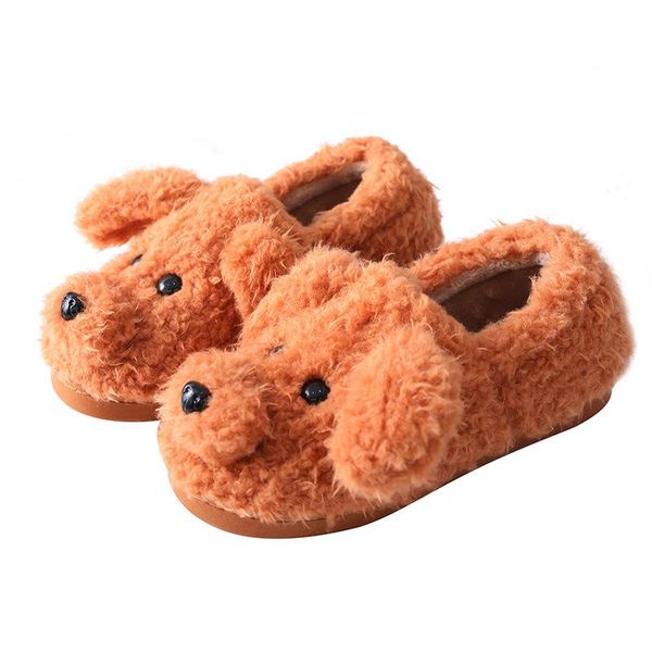 

slippers ladies dog warm fluffy winter home shoes hair, Black