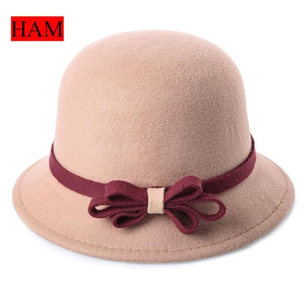 

stingy brim hats women's wool fedora hat 2021 autumn and winter ladies leisure wide bucket felt, Blue;gray