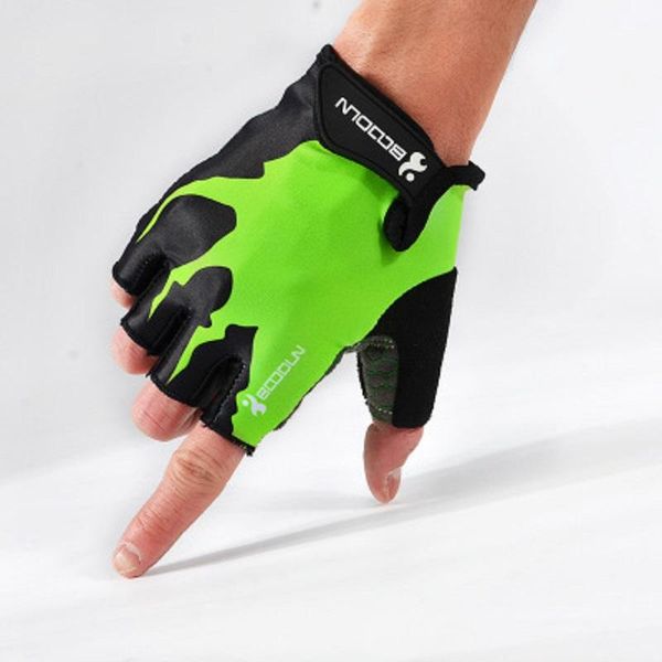 

cycling gloves green half finger shockproof wear resistant breathable mtb road bicycle men women sports guantes ciclismo, Black