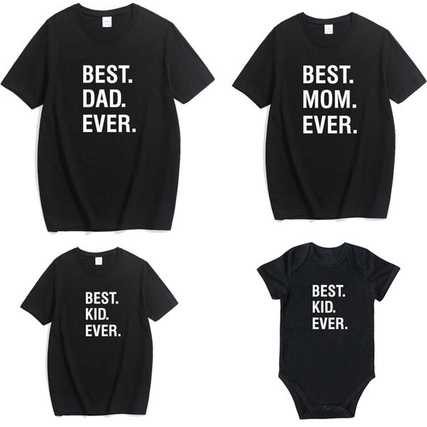 

fashion matching outfits mommy daddy kids son baby clothes child t-shirt letter print family look 210417, Blue