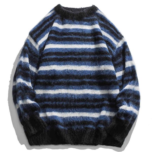 

men's sweaters latest striped men textured academic-style shirt loose-the-neck fashion clothes harajuku jumper 1abq, White;black