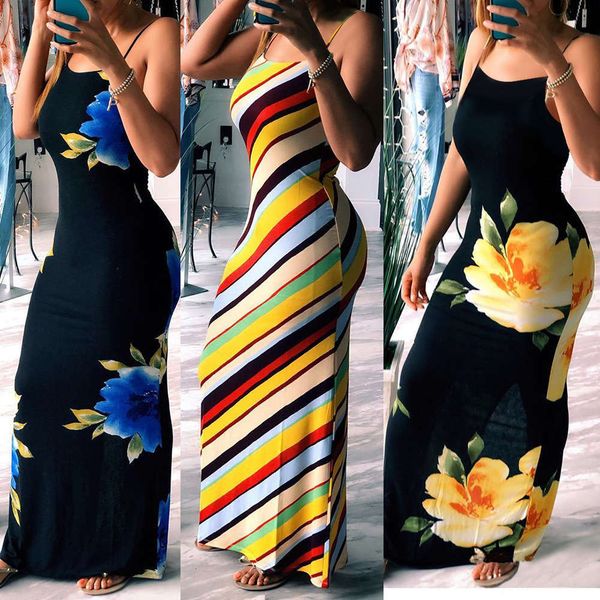 

casual dresses dress women clothes women's printed slim susp h6t7, Black;gray