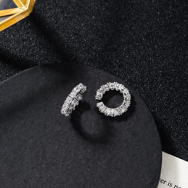 

stud rectangle zircon ear clips female non-pierced bone buckle personality fashion earrings temperament clip, Golden;silver