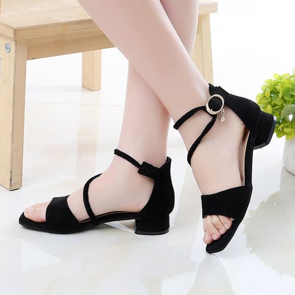 

fashion children heel shoes girls wedge dress sandals kids summer for big 3  5 6 8 9 10 11 12years, Black;red