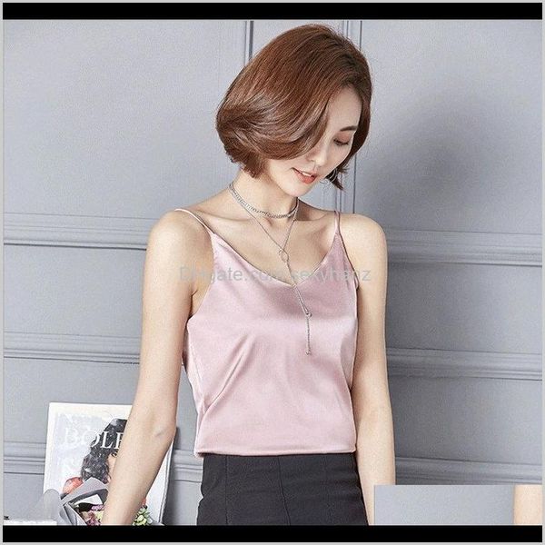 

camis & tees clothing apparel drop delivery 2021 fashion womens silk satin cami plain strappy vest tank sleeveless tanks casual solid la, White