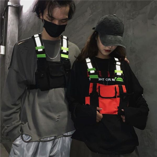 

men tactical shoulder bags chest rig bag hip hop streetwear functional waist packs adjustable pockets waistcoat outdoor