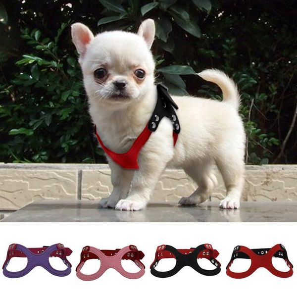 

dog collars & leashes harness soft suede leather small pet for puppies chihuahua yorkie red pink black adjustable chest strap band suppliers