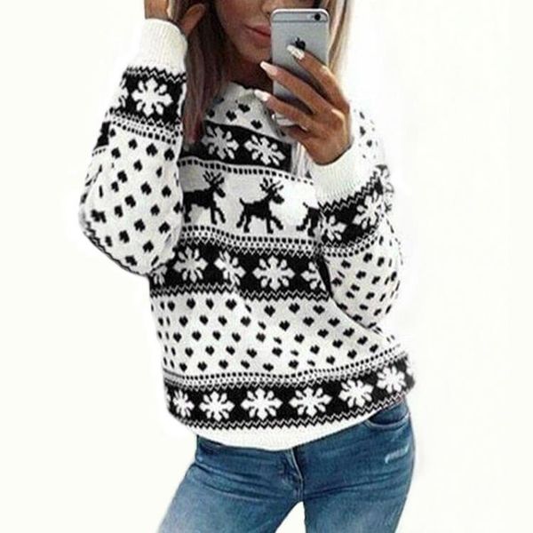 

woman sweater autumn winter female long sleeve christmas clothes pullover women's sweaters, White;black