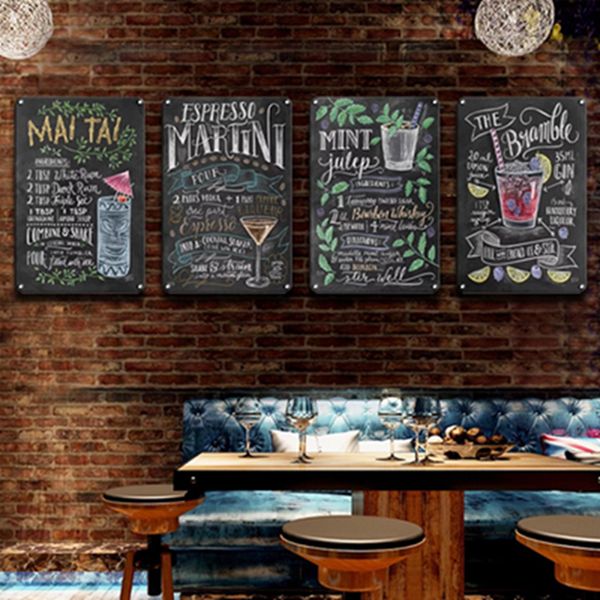 Vintage parede estanho cartaz paredes adesivos pinturas decoração retro cuba mojito cocktail metal placa placa tiki bar cozinha decoração wll1142