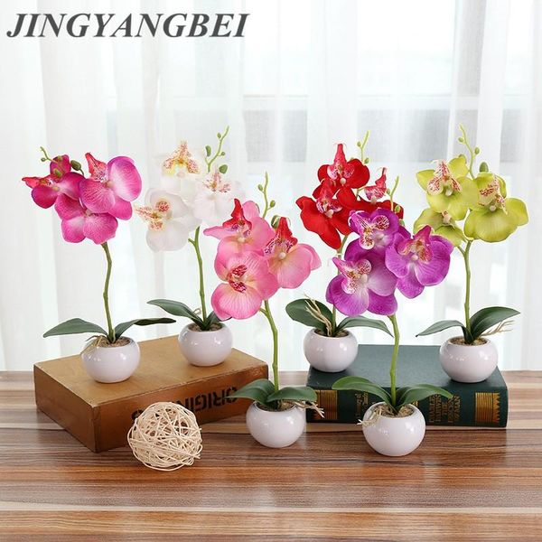 

ceramic potted artificial butterfly orchid bonsai set fake flower vase decorative home balcony deskdecoration flowers & wreaths