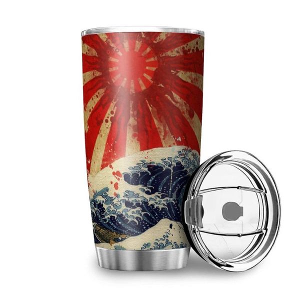 

water bottles 1pc 600ml abstract art bottle stainless steel leakproof car double vacuum printing juice cup