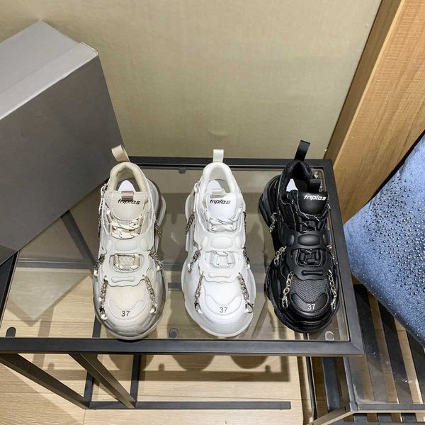 

paris b home 2021 spring and summer chain increased thick bottom casual single shoes fashion net red star same women's, Black