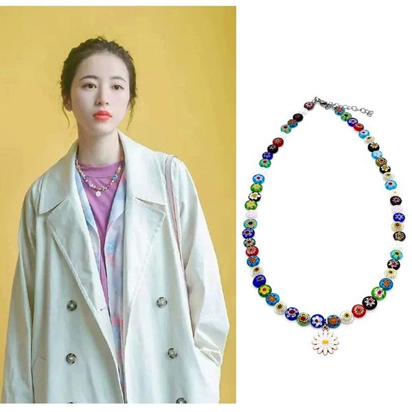 

fashion jewelry glaze colour flower daisy necklace woman fine smart making pendant necklaces, Silver