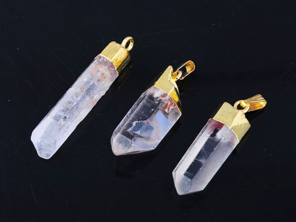 

clear quartz necklace reiki healing crystal pendant spiritual natural irregular raw stone necklaces gemstone jewelry for women men, Silver