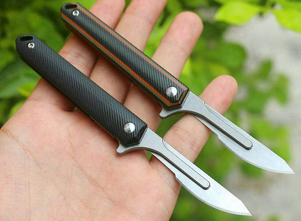 Coltello da intaglio multifunzionale di prezzo di fabbrica 440C Lama satinata G10 Maniglia con cuscinetto a sfere Coltelli pieghevoli Flipper inclusi 2 lame