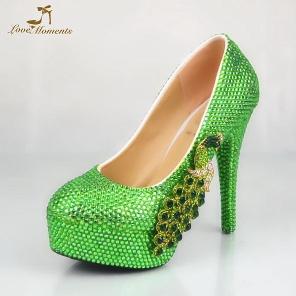 

drop wholesale wedding shoes green rhinestone round toe high heel bridal dress plus size 43 44 45 women prom pumps, Black
