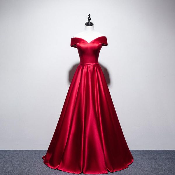 

ethnic clothing red chinese bridal wedding dress slash neck satin qipao off shoulder bandage pleated cheongsams stage performance vesti