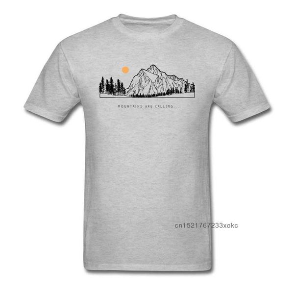 Top Camicie Le montagne chiamano Autunno Unico manica corta in puro cotone girocollo T-shirt da uomo T-shirt 210629