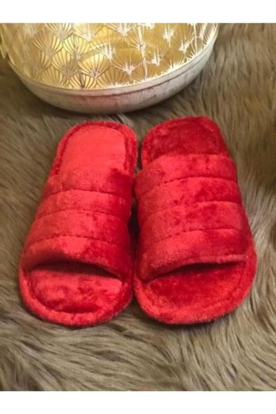 

puff red home-carpet slipper slippers, Black