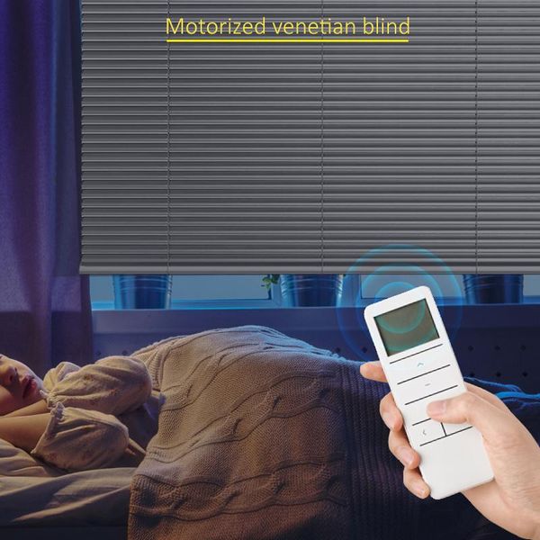 

blinds smart matters motorized black venetian slat light filtering darkening perfect for kitchen/bedroom/living room/office and more