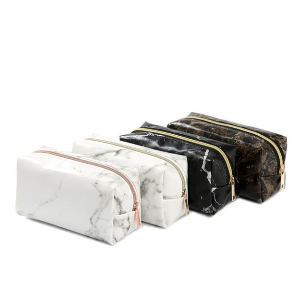 

women large capacity black and white marble pattern pu cosmetic ladies leopard multi-functional portable make up bag bags & cases