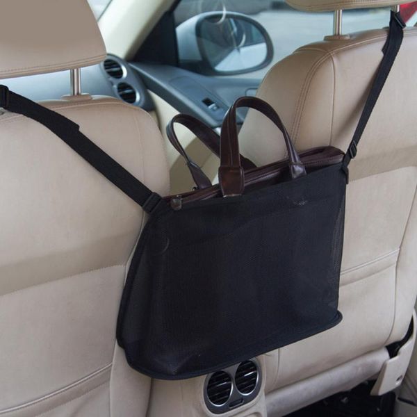 

car organizer auto accessories styling hanging easy install seat back net pocket durable dog barrier pet kids for purse storage bag travel