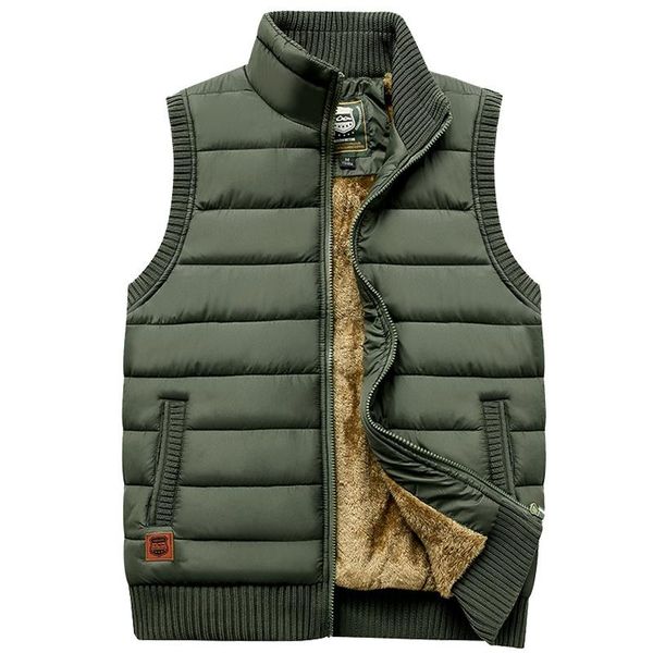 

men's vests thi winter vest, warm sleevel , zipper, casual polar lining, military green, bla, 2021, Black;white