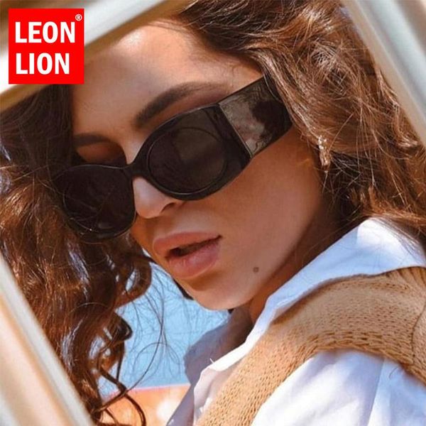 

leonlion rectangle sunglasses women 2021 glasses women/men square eyeglasses oversized gafas de sol mujer, White;black