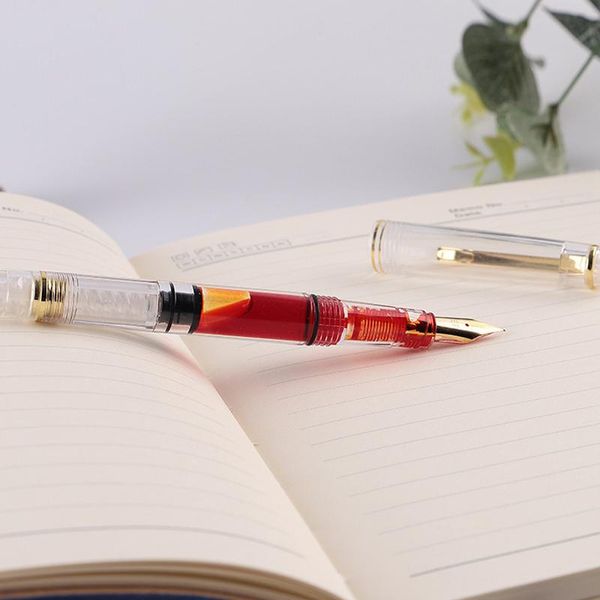 

fountain pens transparent piston pen clear ink ef f nib extra fine large capacity writing pens, pencils & supplies