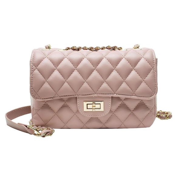 

summer simple portable small bag female2021 rhomboid embroidery thread lock clamshell korean fashion messenger chain evening bags