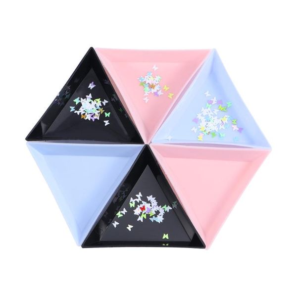 

nail art equipment 10pcs/lot 3 colors plastic triangle tray rhinestone bead crystal sorting storage plate manicure, Silver
