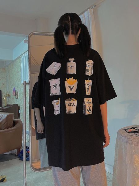 

women's t-shirt retro printed short sleeve 2021 summer korean loose tees, White