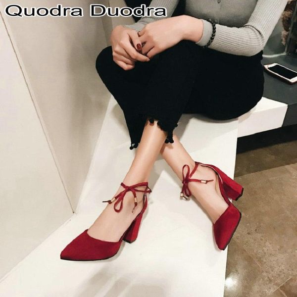 

summer sandals cover pointed toe women thick high heel shoes woman models ladies office wedding lace-up elegant, Black