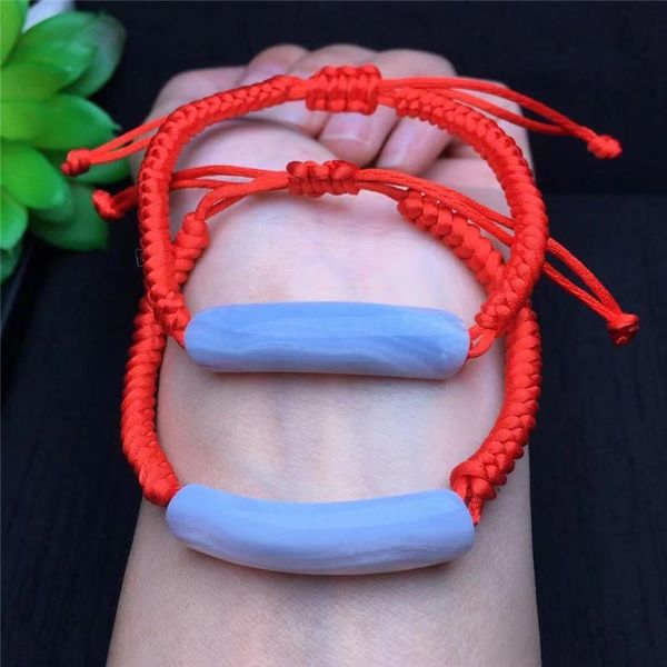 

beaded, strands natural blue lace agates stone beaded adjustable bracelet woven stripe pendant for women gift, Black