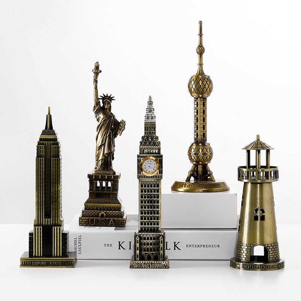 Freiheitsstatue-Graduation-Geschenk-Desktop kreatives Wohnhaus Wohnzimmer Dekoration Ornamente Weinschrank Pisa Tower Crafts 210804