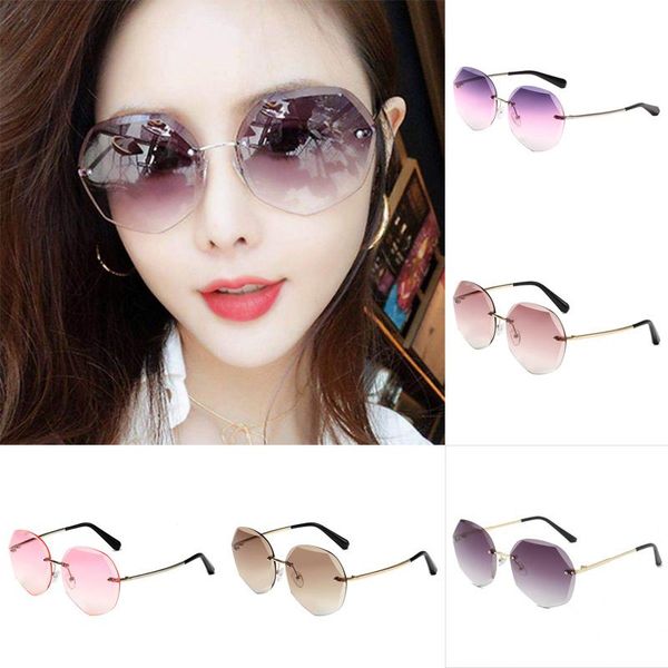

outdoor eyewear 2021 sunglasses women's polygonal crystal trimming round face thin men's and universal glasses