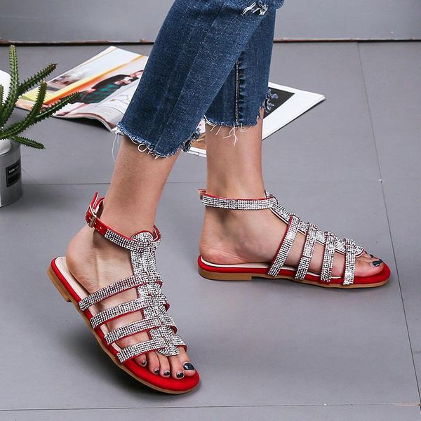 

arrival ladies women sandals ankle strap diamond flat summer beach comfy shoes dsa, Black