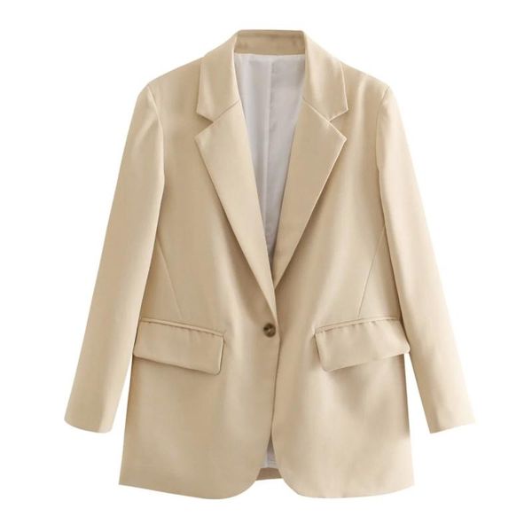 

spring women tailored collar single button casual suit coat female long sleeve outerwear office lady loose c1102 women's suits & blaze, White;black