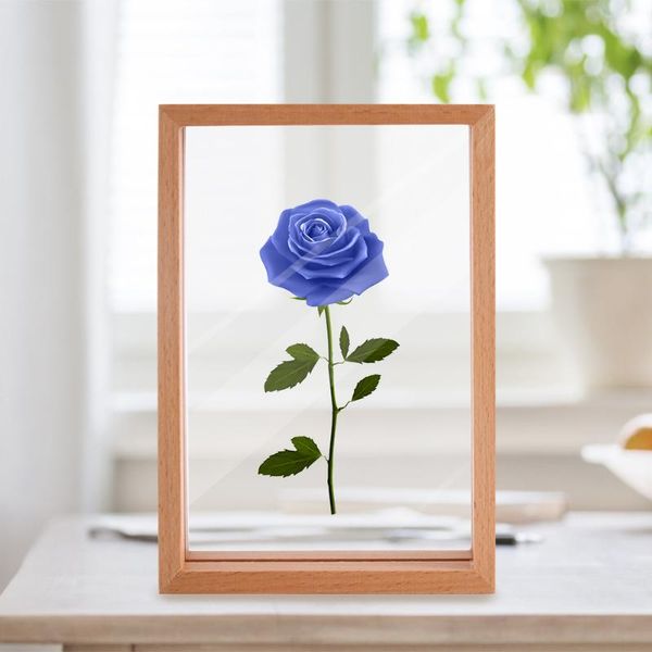 

rectangle solid wooden 6inch pos frame blue rose pattern bedside table deskcreative ornaments acrylic placing pictures frames