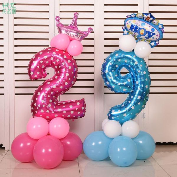 

32inch 0-9 number pink/blue aluminum foil digital balloon hydrogen baby birthday party wedding decorations decoration
